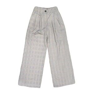 Anthropologie Amadi Pants Women Pleated Wide-Leg Preppy Blue Paid Size XS